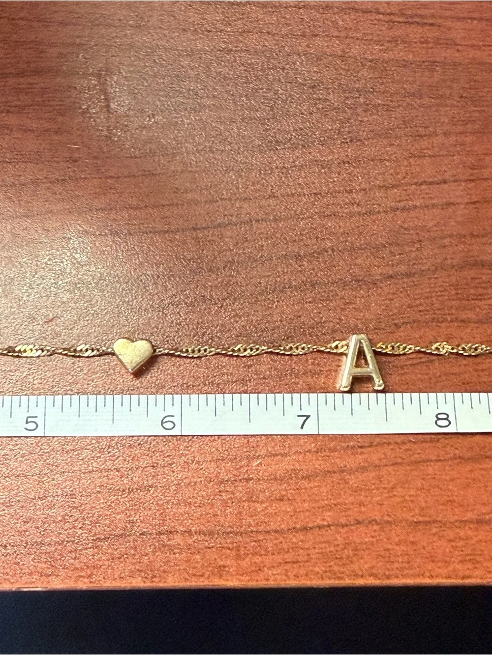 Gold Initial 'A' Heart Charm necklace